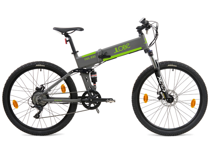 Akku-Zweiräder - Llobe Elektro Mountain Faltrad FML830 mit Aluminiumrahmen, in Farbe GRAU Ansicht 1