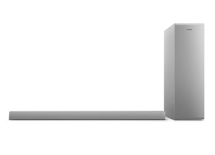 - Philips 2.1 Soundbar mit kabellosem Subwoofer, in Farbe SILBER, in Ausführung Philips TAB6405/10 Soundbar mit 140 Watt Musikleistung Ansicht 1