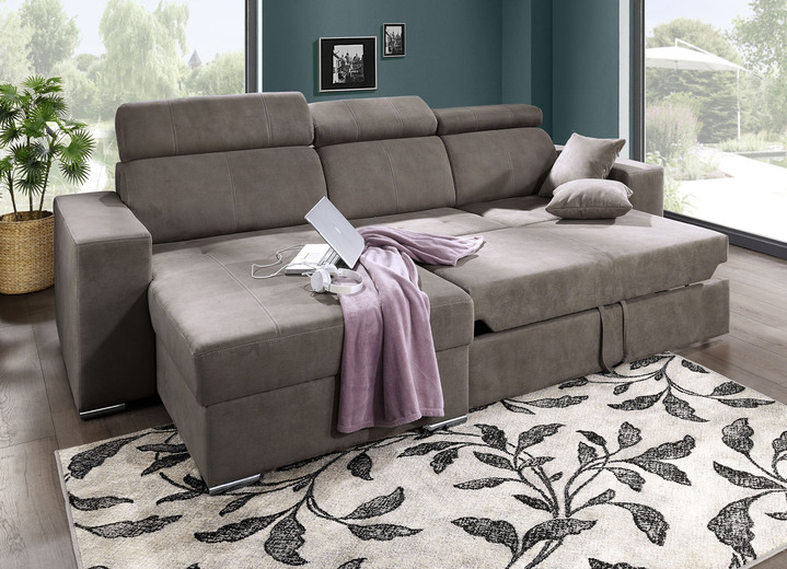 - Polstermöbel mit Schlaffunktion und Bettkasten, in Farbe BRAUN, in Ausführung Polsterecke, 176x298 cm Ansicht 2