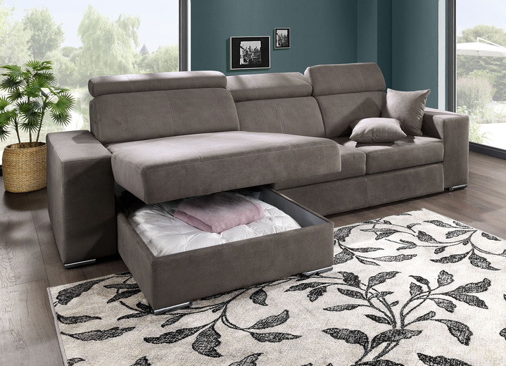 - Polstermöbel mit Schlaffunktion und Bettkasten, in Farbe BRAUN, in Ausführung Polsterecke, 176x298 cm Ansicht 3