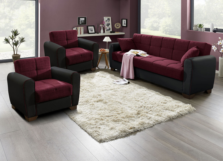 Polstergruppen - Polstermöbel mit Bettfunktion und Bettkasten, in Farbe WEISS-SCHWARZ, in Ausführung Sessel Ansicht 28