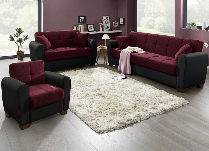 Polstergruppen - Polstermöbel mit Bettfunktion und Bettkasten, in Farbe WEISS-SCHWARZ, in Ausführung Sessel Ansicht 24