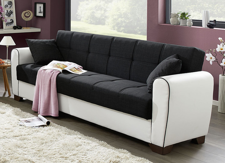 Polstergruppen - Polstermöbel mit Bettfunktion und Bettkasten, in Farbe WEISS-SCHWARZ, in Ausführung Sessel Ansicht 29