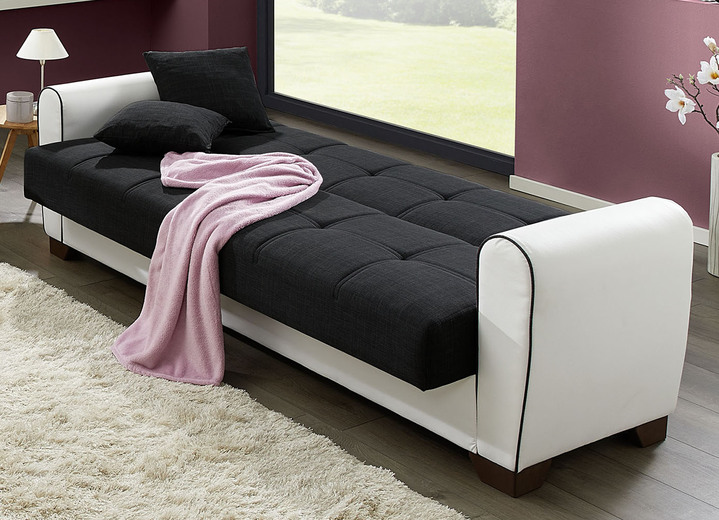 Polstergruppen - Polstermöbel mit Bettfunktion und Bettkasten, in Farbe WEISS-SCHWARZ, in Ausführung Sessel Ansicht 30