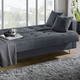 Schlafsofas - Schlafsofa auf Chromfüßen mit Bettkasten, in Farbe CREME – Farbe DUNKELGRAU – Ansicht 2