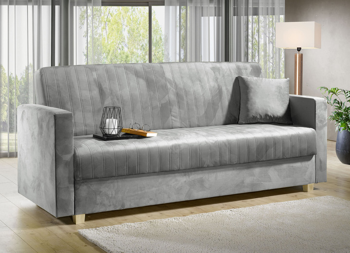 - Schlafsofa mit Bettkasten und Bonnellfederung, in Farbe GRAU Ansicht 1