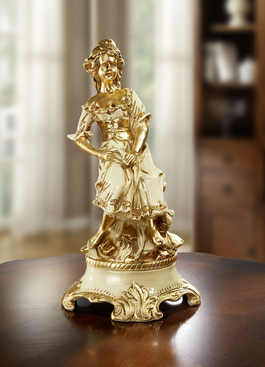 Figuren - Dame aus hochwertiger Keramik, in Farbe CREME-GOLD