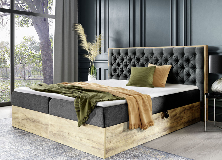 Boxspringbetten - Boxspringbett mit Bettkasten und Topper, in Farbe CREME Ansicht 4