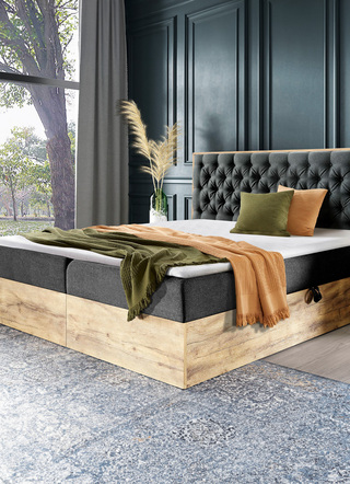 Boxspringbett mit Bettkasten und Topper