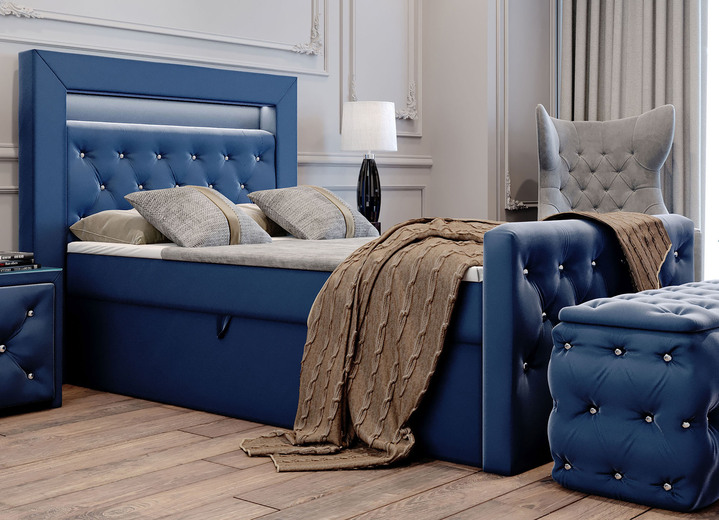 Boxspringbetten - Boxspringbett mit LED-Beleuchtung und Topper, in Farbe TERRA Ansicht 7