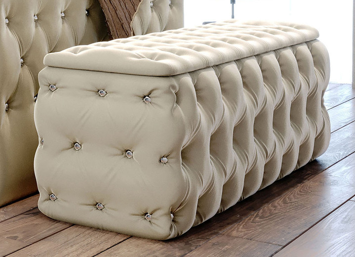 Kleinmöbel - Sitztruhe mit Steppung und Strasssteinen, in Farbe DUNKELBLAU Ansicht 8