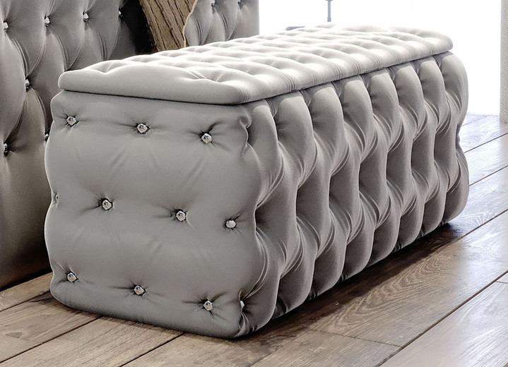 Kleinmöbel - Sitztruhe mit Steppung und Strasssteinen, in Farbe DUNKELBLAU Ansicht 6