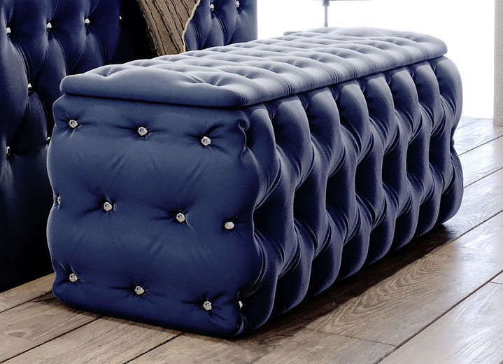 Kleinmöbel - Sitztruhe mit Steppung und Strasssteinen, in Farbe DUNKELBLAU Ansicht 11