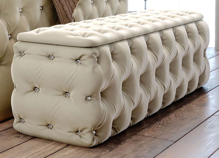 Kleinmöbel - Sitztruhe mit Steppung und Strasssteinen, in Farbe DUNKELBLAU Ansicht 12