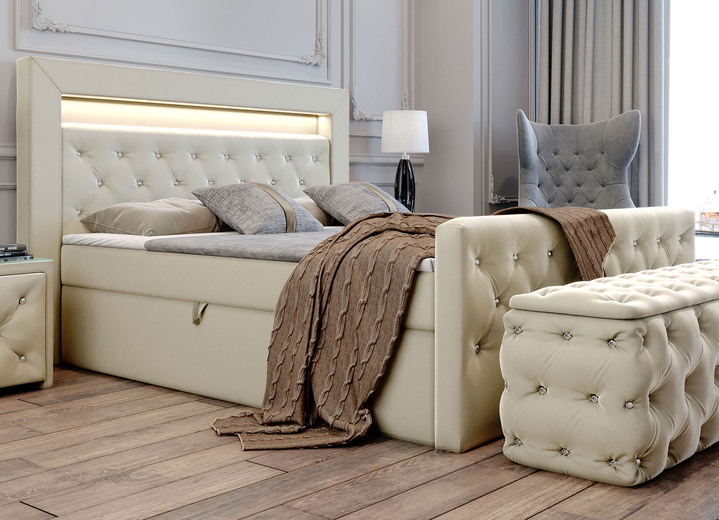 Boxspringbetten - Boxspringbett mit LED-Beleuchtung und Topper, in Farbe TERRA Ansicht 11