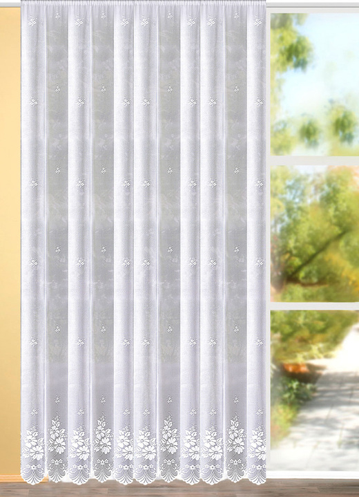 - Floraler Langstore mit Universalschienenband, in Größe 240 (H225xB300 cm) bis 265 (H245xB600 cm), in Farbe WEISS Ansicht 1