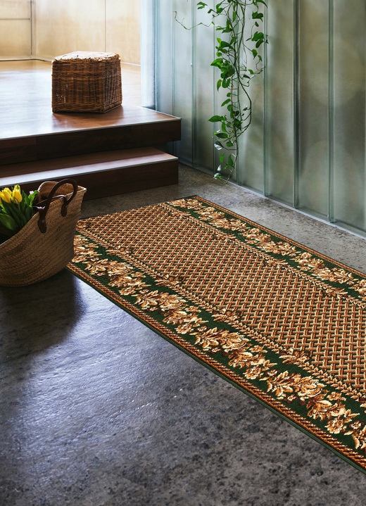 Läufer & Stufenmatten - Läufer mit blumigen Ornamenten, in Größe 102 (Läufer, Breite 67 cm) bis 106 (Läufer, Breite 100 cm), in Farbe GRÜN Ansicht 1