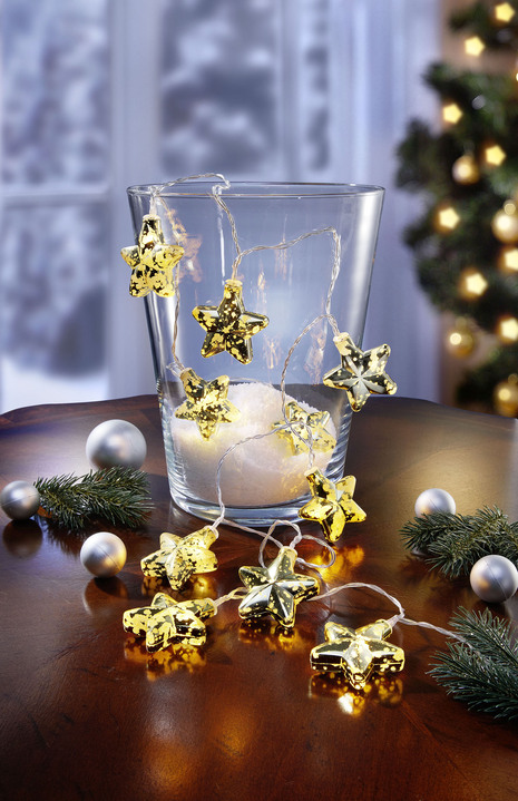 Weihnachtliche Dekorationen - LED-Lichterkette Sterne, in Farbe GOLD