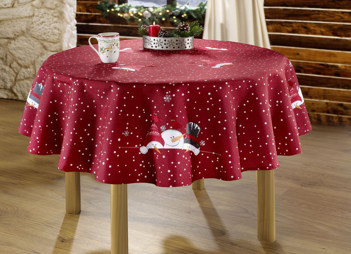 Tischdecken - Zauberhafte Tisch- und Raumdekoration mit Schneemann-Motiven, in Größe 130 (Deckchen, 35/ 50 cm) bis 404 (Kissenbezug, 40/ 40 cm), in Farbe GRÜN Ansicht 1