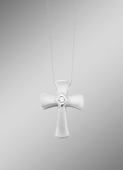 - Kreuz-Anhänger aus Platin, in Farbe  Ansicht 1