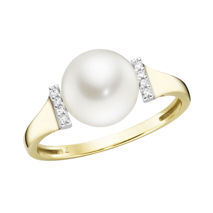 - Damenring mit Süßwasser-Zuchtperle und Brillanten, in Größe 160 bis 220, in Farbe  Ansicht 2