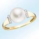 - Damenring mit Süßwasser-Zuchtperle und Brillanten, in Größe 160 bis 220, in Farbe  – Ansicht 1