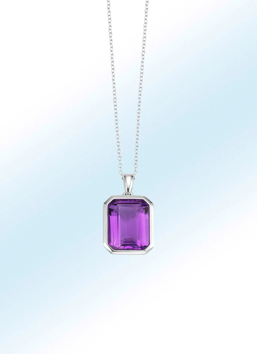 - Anhänger mit echt Amethyst und Ankerkette, in Farbe  Ansicht 1