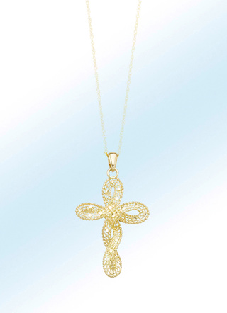 Filigraner, geschwungener Kreuz-Anhänger