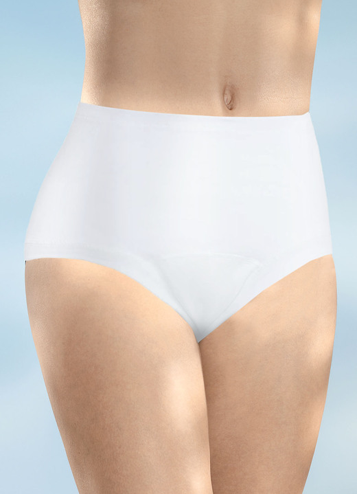 Inkontinenz - Damen Inkontinenz Taillenslip mit Auslaufschutz von Con-ta, in Größe 1 (38/40) bis 6 (58/60), in Farbe WEIß, in Ausführung Taillenslip