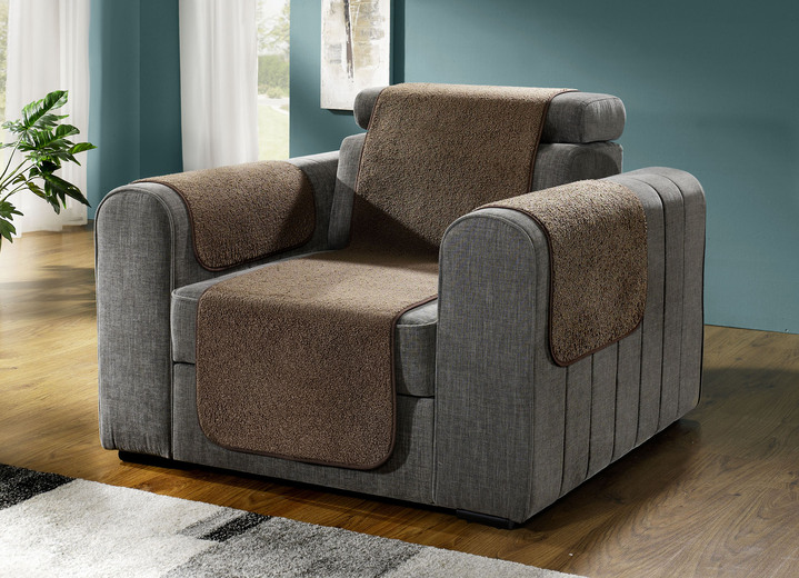 Sessel- & Sofaüberwürfe - Flauschige Sessel-, Couch- und Armlehnenschoner, in Größe 101 (Sesselschoner, 50x150 cm) bis 865 (2x Armlehnenschoner, 50x 70 cm), in Farbe CREME Ansicht 3