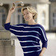 3/4-Arm - Pullover in Streifendessin, in Größe L(44/46) bis XXL(52/54), in Farbe MARINE-HELLBLAU-WEISS