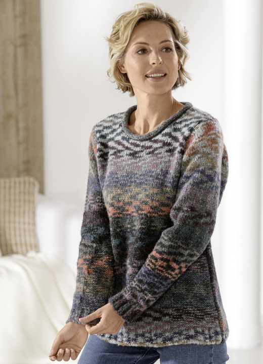 Pullover - Pullover aus hochwertigem Melangegarn, in Größe 036 bis 052, in Farbe TERRA-BEERE-MULTICOLOR Ansicht 1