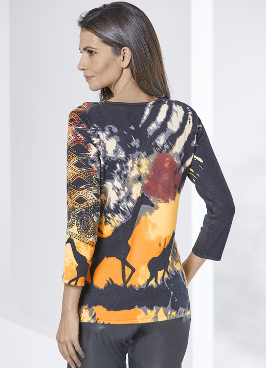 Pullover & Strickmode - Pullover in Feinstrick Ansicht 2 Pullover & Strickmode - Pullover in Feinstrick, in Größe L(44/46) bis XXL(52/54), in Farbe SCHWARZ-GELB-MULTICOLOR Ansicht 2