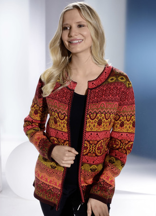 Strickjacke in Jacquard-Dessin mit Schurwolle