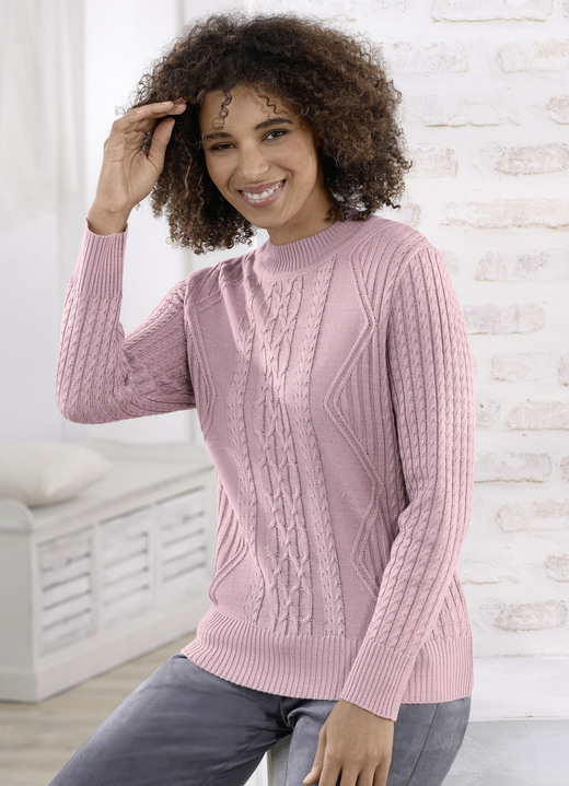 Langarm - Pullover mit Schurwolle, in Größe 038 bis 054, in Farbe MINT Ansicht 2