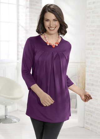 Longshirt mit vorderer Teilungsnaht in 3 Farben