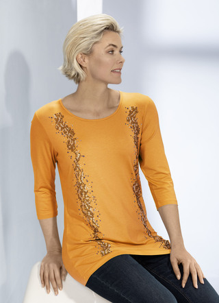 Shirt mit Strass-und Plättchenzier in 3 Farben