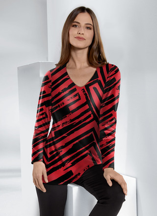 Allover gemustertes Shirt mit V-Ausschnitt