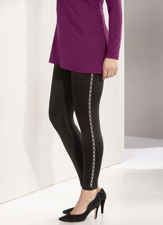 - Leggins mit silberfarbenen Zierplättchen, in Größe 017 bis 052, in Farbe SCHWARZ Ansicht 1
