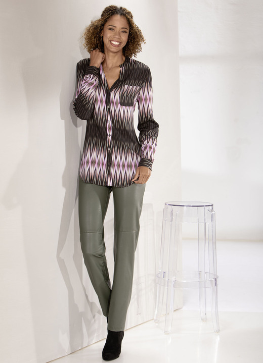- Bluse mit Inkjet-Druck, in Größe 036 bis 052, in Farbe OLIV-BUNT Ansicht 2