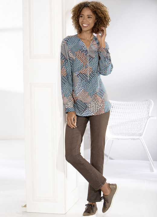 - Tunika mit Inkjet-Druck, in Größe 036 bis 054, in Farbe PETROL-BUNT Ansicht 2