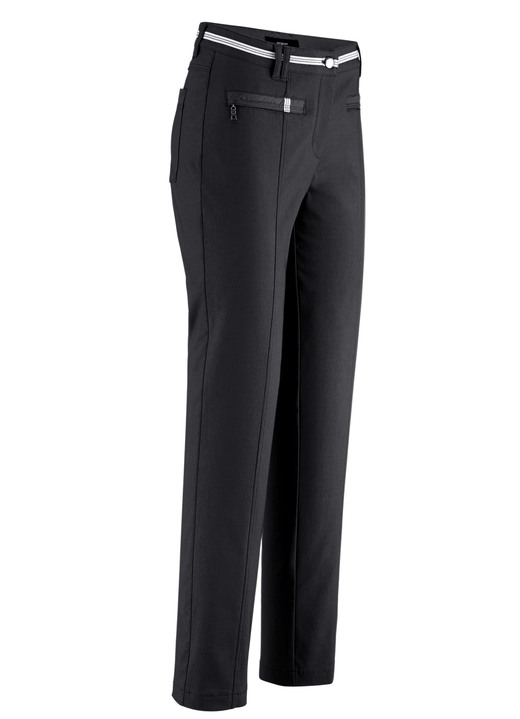 Hosen mit Knopf- und Reißverschluss - Hose mit sportivem Chic Hosen mit Knopf- und Reißverschluss - Hose mit sportivem Chic, in Größe 018 bis 052, in Farbe SCHWARZ