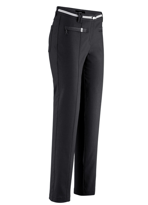 Hosen mit Knopf- und Reißverschluss - Hose mit sportivem Chic, in Größe 018 bis 052, in Farbe SCHWARZ Ansicht 1