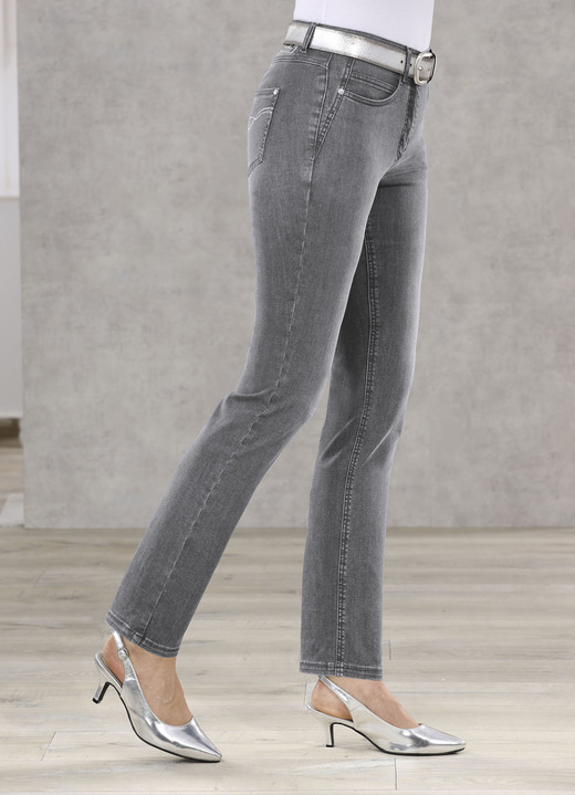Jeans - Bauchweg-Jeans in 5-Pocket-Form Jeans - Bauchweg-Jeans in 5-Pocket-Form, in Größe 018 bis 052, in Farbe GRAU