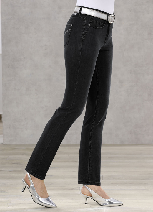 Jeans - Bauchweg-Jeans in 5-Pocket-Form Jeans - Bauchweg-Jeans in 5-Pocket-Form, in Größe 018 bis 052, in Farbe SCHWARZ