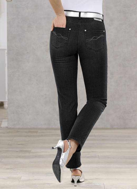 Jeans - Bauchweg-Jeans in 5-Pocket-Form Ansicht 2 Jeans - Bauchweg-Jeans in 5-Pocket-Form, in Größe 018 bis 052, in Farbe SCHWARZ Ansicht 2