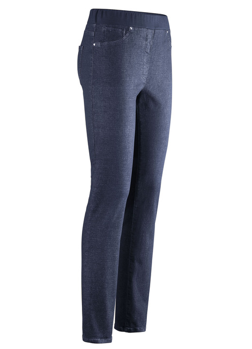 - Jeans in bequemer Schlupfform, in Größe 018 bis 054, in Farbe DUNKELBLAU MEL. Ansicht 1