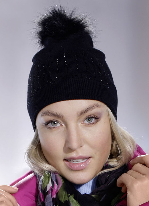 - Mütze mit dezenten Glitzersteinchen, in Farbe SCHWARZ Ansicht 3
