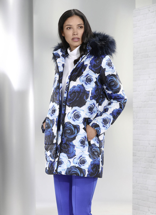 - Jacke mit dekorativem Rosendessin, in Größe 036 bis 054, in Farbe WEISS-ROYALBLAU Ansicht 1