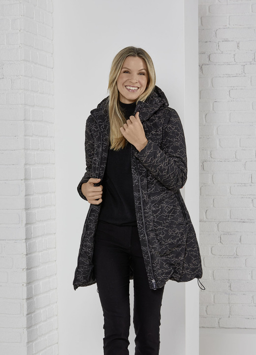 - Funktions-Kurzmantel mit 2-Wege Reißverschluss, in Größe 036 bis 052, in Farbe SCHWARZ-TAUPE Ansicht 2